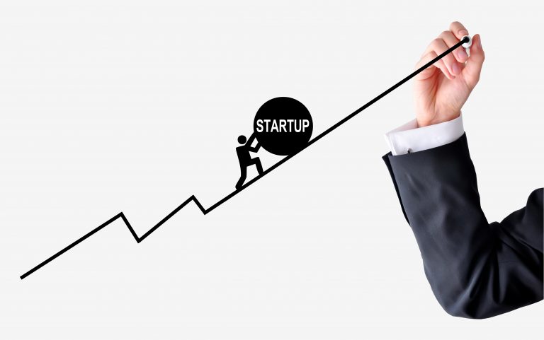 Gráfico em movimento crescente, indicando a ascensão das startups